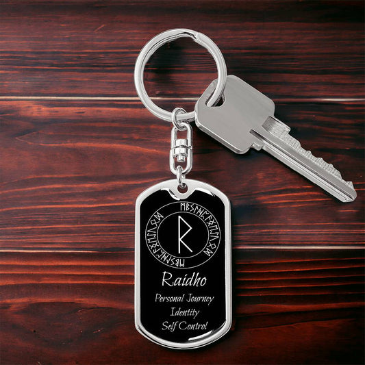 Runes of Personal Journey Keychain in Silver or Gold - Raidho