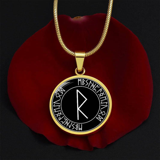 Runes of Personal Journey Necklace in Silver or Gold - Raidho
