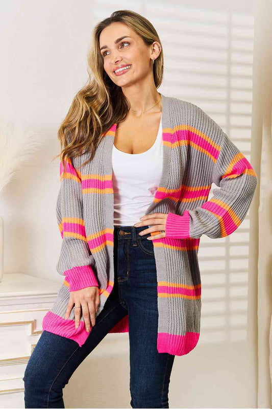 Striped Brights Ribbed Long Sleeve Cardigan