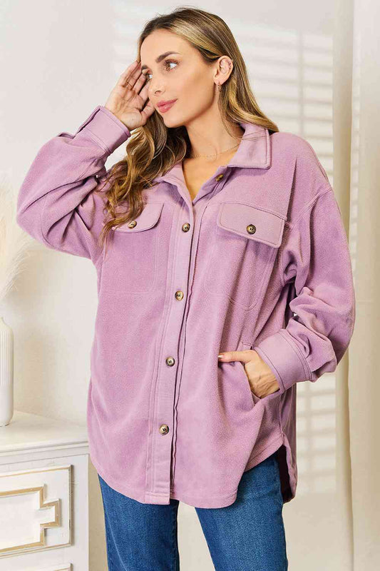 Enchanted Timber Button Down Shacket in Lavender