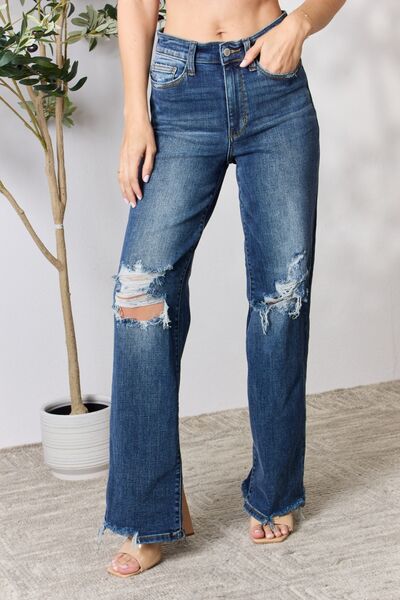 Starla High Waist Distressed Straight Jeans