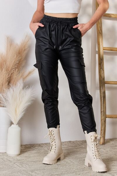 Shadowcraft Faux Leather Cargo Pants
