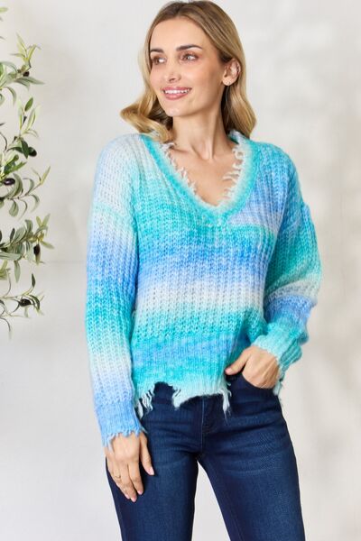 Mermadia Dreams Tie-Dye Distressed Sweater