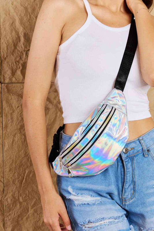 MystiChrome Holographic Waist Bag in Silver